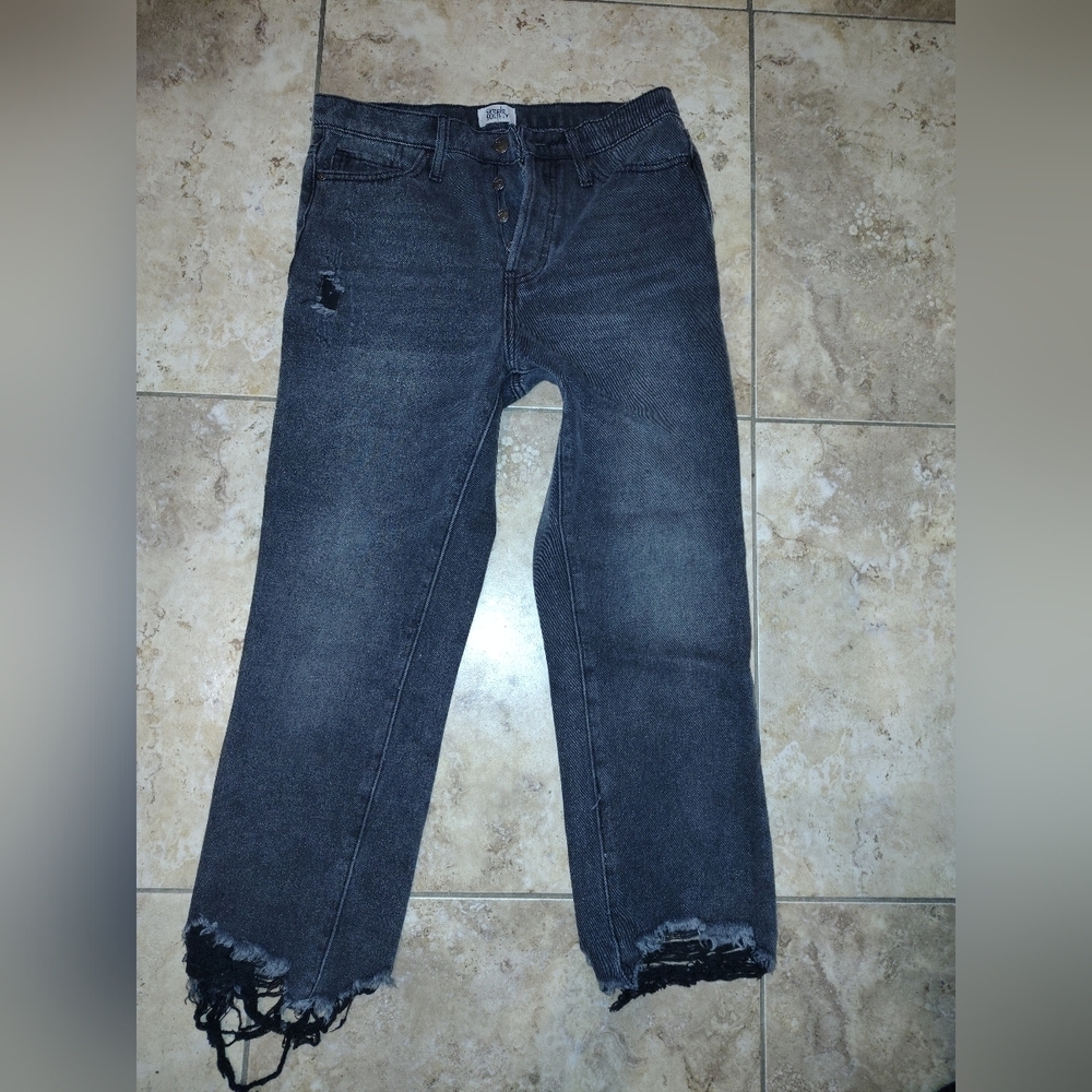 Women's Ae  Distressed Black Jeans. 26w Rare Distressed Selvedge Denim Jeans!